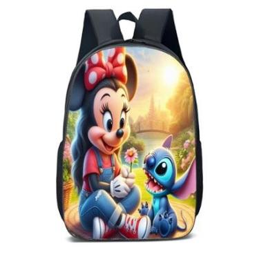 Imagem de MOCHILA ESCOLA INFANTIL JUVENIL ANIME MINNIE E STITCH-Unissex