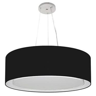 Imagem de Lustre Pendente Cilíndrico Duplo Cúpula Tecido 60x25 cm, Vivare Iluminação, Pendente4125 PR, Preto, Grande