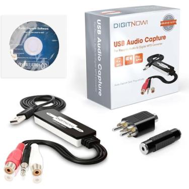 Imagem de DigitPro Placa de captura de áudio USB 2.0 para discos de vinil, prendedor de áudio para fitas cassete para conversor digital de MP3 com interface de música estéreo RCA/3,5 mm, suporta Mac e Windows 7