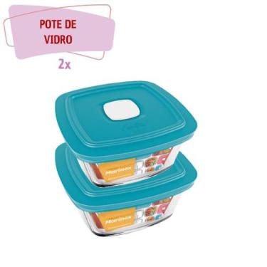 Imagem de Pote Vidro Quadrado Facilita C/ Tampa 500ml Marinex 2 Unid - NADIR FIG