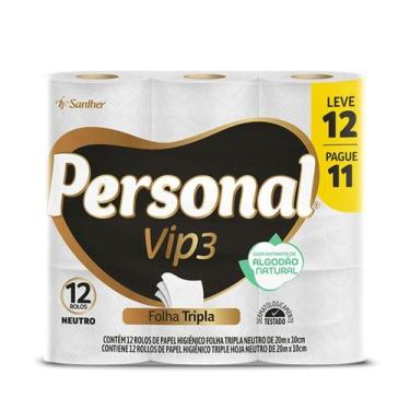 Imagem de Papel Higiênico Personal Vip Folha Tripla Neutro 20m 12un, 12