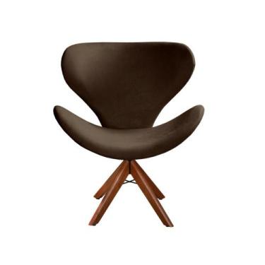 Imagem de Poltrona Decorativa Isis Cadeira Egg Swan Pé Giratório de Madeira - Be