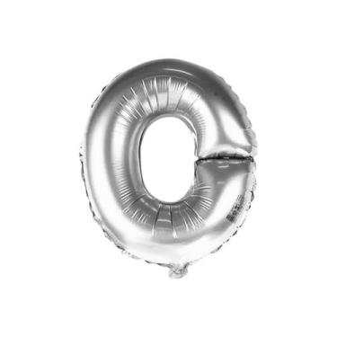 Imagem de Balão Metalizado Prata Letra Decoração Festa 55 cm - Alia, Letra O