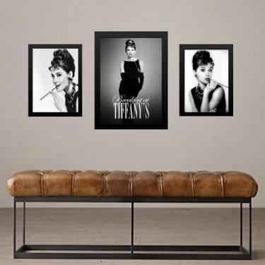 Imagem de Set 3 Quadros Audrey Bonequinha De Luxo - Com Vidro - Quadros On-Line