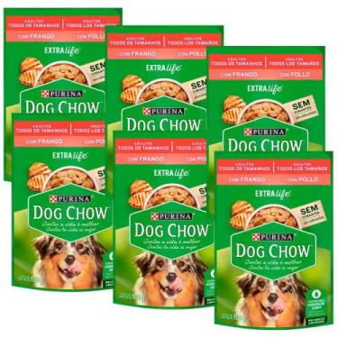 Imagem de Kit 6 Ração Úmida para Cachorro Dog Chow Adulto Extra Life Sabor Frang