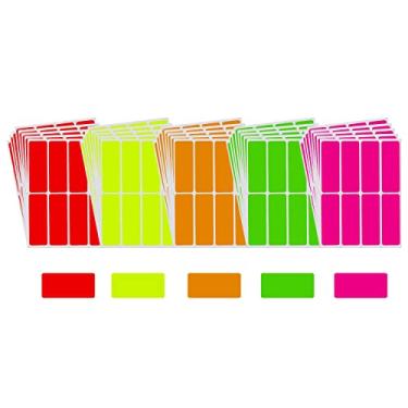 Imagem de Royal Green Etiquetas de código de cores neon 7,6 cm x 2,5 cm adesivos retangulares em cores brilhantes/amarelo/rosa/laranja/verde/vermelho - pacote com 160
