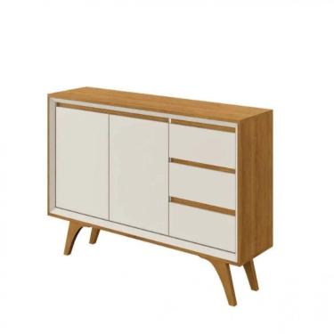 Imagem de Buffet Vertex 2 Portas Pés Madeira Maciça Mavaular Naturalle - Off White