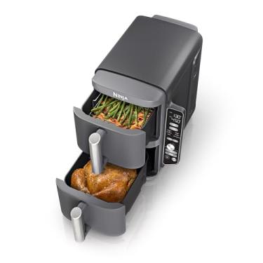 Imagem de Ninja Fritadeira a ar, 10QT DoubleStack XL 2 cestos, design compacto, cozinha frango inteiro de 2,3 kg, alimenta até 8 pessoas, fritadeira a ar 6 em 1, assar, assar e mais, fácil de limpar, peças