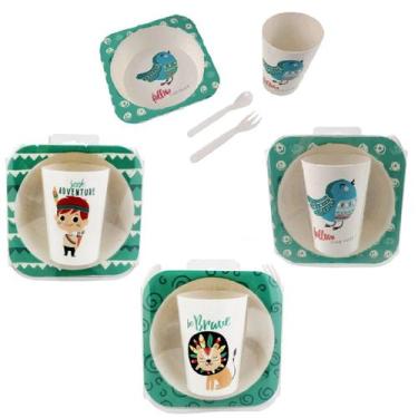 Imagem de Conjunto Refeição Infantil 12 Peças Prato Copo Garfo Colher - Saz, Ver