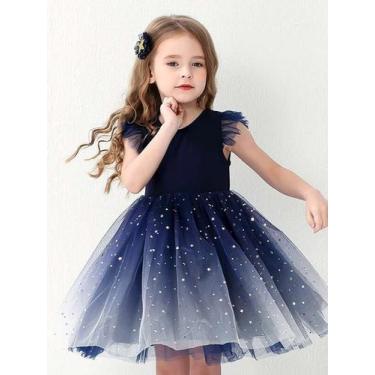 Imagem de Vestido Infantil Menina Festa Estrela Galáxia Glamour Luxo - anjo da m