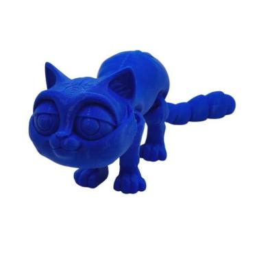 Imagem de Gato dengoso articulado flexível impressão 3D 24cm - Garcia 3D, Azul
