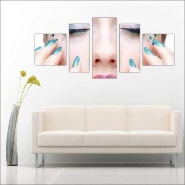 Imagem de Quadro Decorativo Maquiagem Salão De Beleza Fashion Hair 5 Peças TT7 -