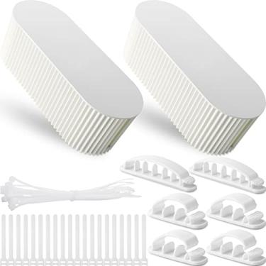 Imagem de Marsui 2 unidades de caixa de gerenciamento de cabos, organizador de cabos com 46 peças, kit de gerenciamento de cabos, caixa de fios para tiras de energia, protetores de sobretensão, mesa, TV,