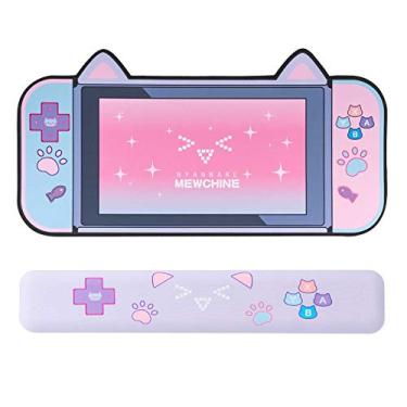 Imagem de YOCORE Tapete de rato e descanso de pulso com orelha de gato base de borracha antiderrapante - tapete de mesa de laptop fácil de limpar para jogos, escrever ou trabalhar em casa