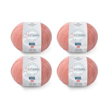 Imagem de Troyarn Lã 125 (pacote com 4 novelos) 100% lã fina de merino superwash peso leve #3 fio macio de tricô e crochê para crochê e tricô (10 x 50 ml)/(4 x 125 jardas) (10921-rosa-claro)
