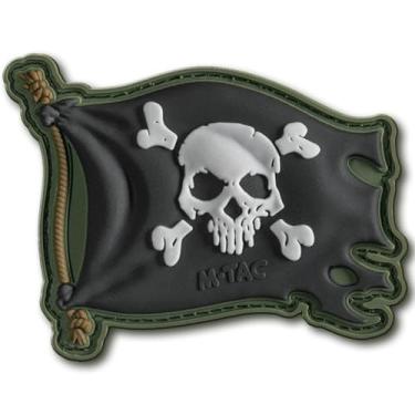 Imagem de M-Tac Bandeira de pirata Jolly Roger - Adesivos de PVC para colete, mochilas, chapéus - Patch militar tático com suporte de gancho (oliva/preto)
