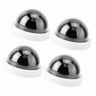 Imagem de Câmera de CFTV Falsa Manequim 4pcs Com Câmera de Segurança de Simulação de Cúpula de Luz LED para Parque de Armazém de Escritório Doméstico (Branco)
