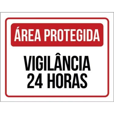 Imagem de Kit 3 Placas Sinalização Área Protegida Vigilância 24 Horas