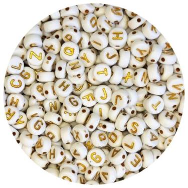 Imagem de Aprox 300pç Miçanga De Letras Alfabeto Branca E Dourada 38g - Man Avia