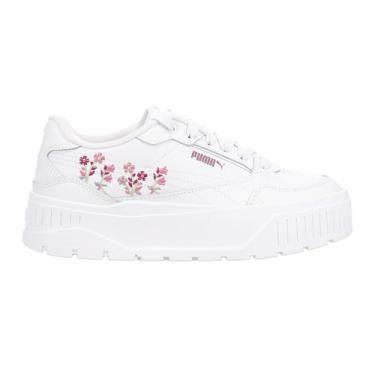 Imagem de PUMA Karmen II Idol Novidade Bordado Floral Cadarço Tênis Casual - Branco, Branco, 38