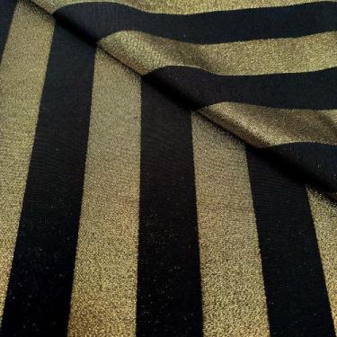 Imagem de Tecido Jacquard Lurex Preto e Dourado Listrado - 2,80m de Largura - Ja