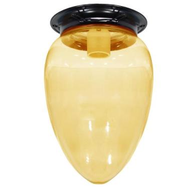 Imagem de Plafon Colonial Aluminio Preto Com Globo Pera Ambar - CM GLASS - CLEID
