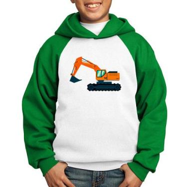 Imagem de Moletom Infantil Escavadeira - Foca na Moda, Branco, Verde, 6