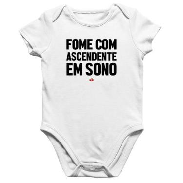 Imagem de Body Bebê Algodão Fome com ascendente em sono - Foca na Moda, Branco, 