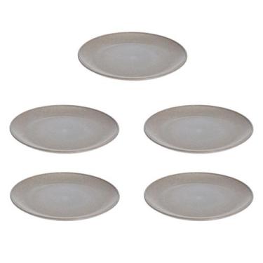 Imagem de 5 UN Prato Refeição Sustentável Redondo Durável 24cm Cinza - EVO
