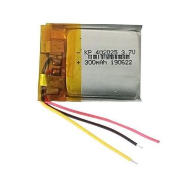 Imagem de bateria com 3 fios 3,7v 402025 4mm x 20mm x 25mm 300mah - KMIG