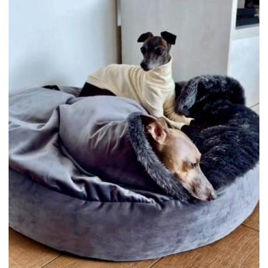 Imagem de Cama Cave Cachorros e Gatos com coberta acoplada M 60x60 - DeCoração A