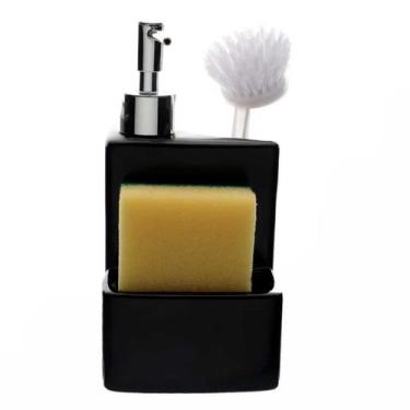Imagem de Dispenser p/Detergente, Esponsa e Sabao Ceramica Preto 430ml - Dynasty
