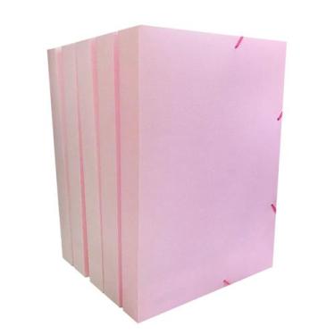 Imagem de Kit 5 Pastas Aba Elástico Ofício Lombo 4cm Linho Serena Dello,  Rosa P