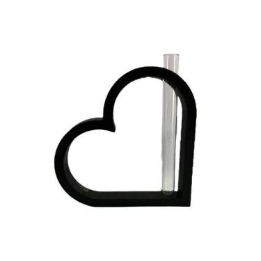 Imagem de Kit 2 Vasos Coração Tubo de Vidro Decoração Criativa - Sttark, Preto