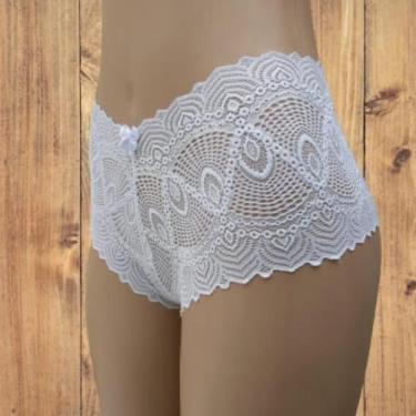 Imagem de kit 3 calçinha de renda caleçon forrinho 100% algodão costura reforçad