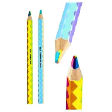 Imagem de Kit 2 Lápis de Cor Jumbo Sextavado Rainbow Tom Pastel + Neon - BRW