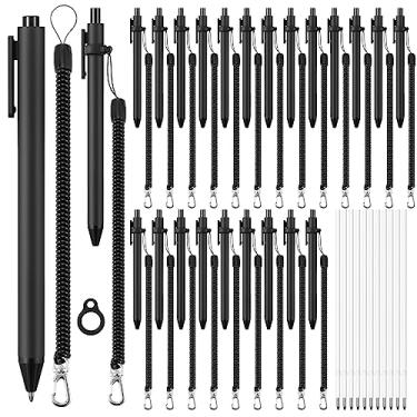 Imagem de Tatuo Conjunto de 20 coleiras de canetas, conjunto de cordões antiperda, inclui caneta esferográfica preta, clipe de segurança, cordão de bobina estendido para anel de silicone macio protetor de 139