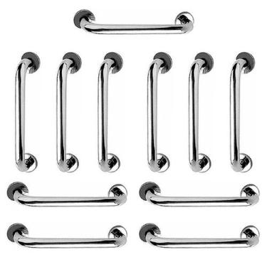 Imagem de Barra de Apoio 40cm Inox Kit 11 Unidades Idoso Banheiro Box Cadeirante
