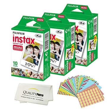 Imagem de Fujifilm Mini filme instantâneo (branco) para câmeras Fujifilm Mini 8, 9 Mini 11 + adesivos de moldura e acessórios de pano de microfibra (50 filmes)