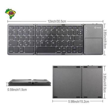 Imagem de Mini Teclado Dobrável Portátil Touchpad Adequado Tablet, Grafite