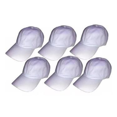 Imagem de Kit Com 6 Bonés Branco Liso Bordar Padeiro Açougueiro Supermercado Coz