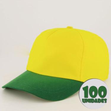 Imagem de Kit 100 Bonés Dras Sports Amarelo e Verde - Fruit Of The Loom, Único