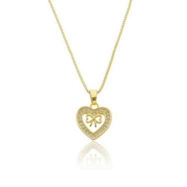 Imagem de Gargantilha Coração Dourado Colar Feminino Banho de Ouro 18k - Enzara 
