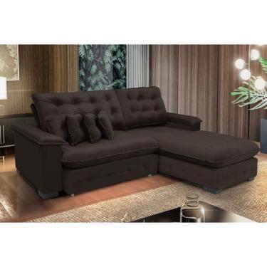 Imagem de Sofá Berlin 2.65x2.10m com Chaise Super Pillow Top - Marrom - Sofistic