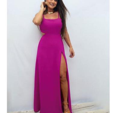 Imagem de Vestido Feminino Longo Com Fenda Amarração Transpassado Alcinha Regulá