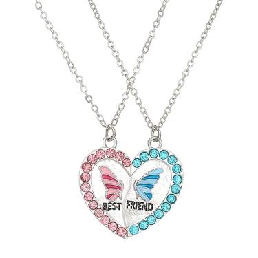 Imagem de Colar Best Friends para 2 BFF Friendship Matching Heart Rainbow Daisy Butterfly Necklace Valentines Day Jewelry Gifts for Bestie Women, Free Size, Liga de aço, Sem Pedra Preciosa