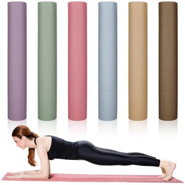 Imagem de Imgle Pacote com 6 tapetes de ioga a granel 172.7 cm x 61.0 cm x 4 mm antiderrapante exercício yoga tapete grosso antiderrapante resistente a rasgos esportes academia para fitness alongamento casa