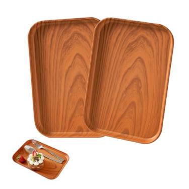 Imagem de Bandejas de plástico para fast food, 35 x 25 cm, retangulares, conjunto de 6, brancas (bandeja-P-pacote com 2 grãos de madeira)