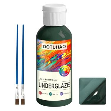 Imagem de Tinta de cerâmica para argila, verde-oliva, 60 ml, cores sortidas para pintura de cerâmica e cerâmica, ideal para projetos de arte (verde escuro, 60 ml)