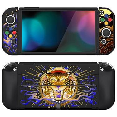 Imagem de PlayVital ZealProtect Capa protetora macia para Nintendo Switch OLED, capa protetora flexível Joycon Grip para Nintendo Switch OLED com punhos de polegar e tampa de botão de direção ABXY - Tiger Tarot